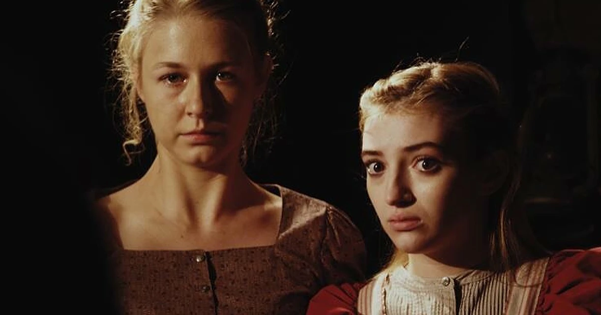 Katie Peabody as Miriam with another character in period dress in the feature film Eminence Hill